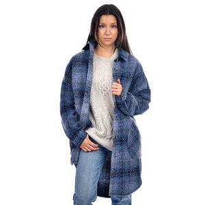 RD STYLE Shacket Blue Plaid Women's Coat Size XS/S